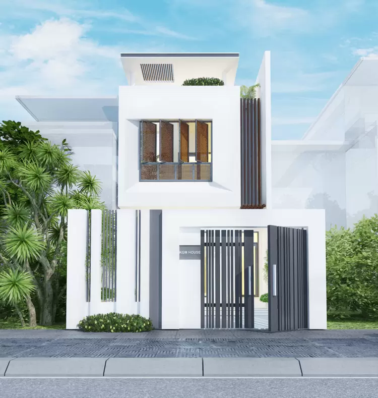 Mẫu nhà ống hiện đại mặt tiền 5m với gam màu trắng tinh tế
